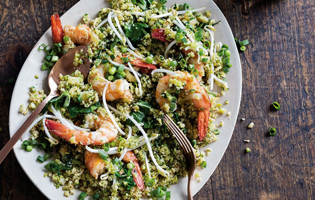 Prawn and courgette fried cauliflower ‘rice’ Prawn and courgette fried cauliflower ‘rice’
