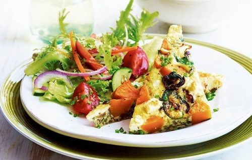 Feta and caramelised onion frittata