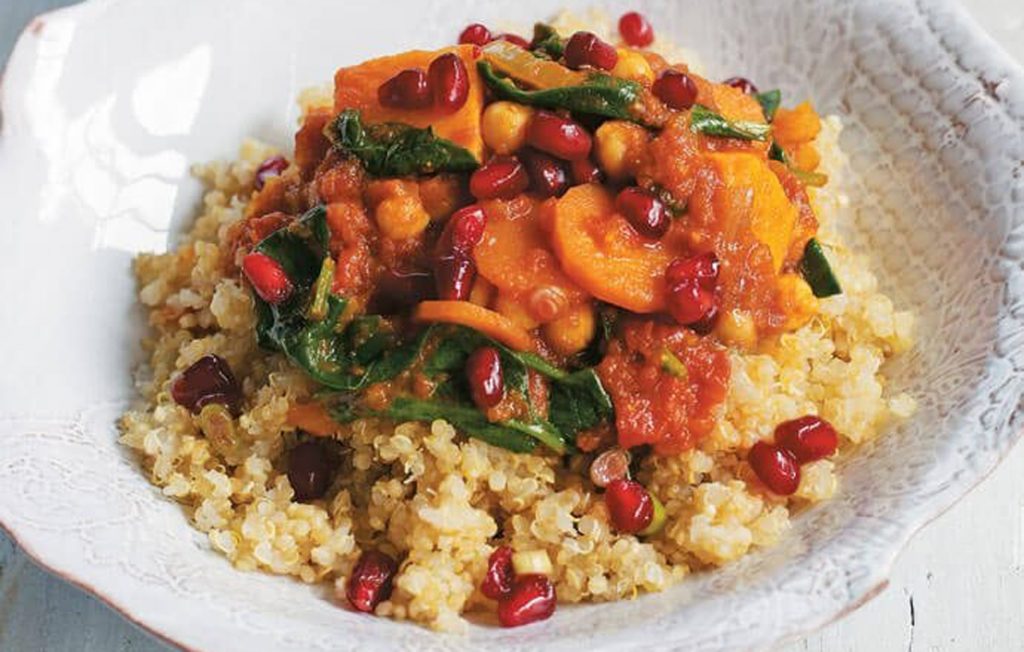 Vegan tagine with pomegranate salsa Vegan tagine with pomegranate salsa