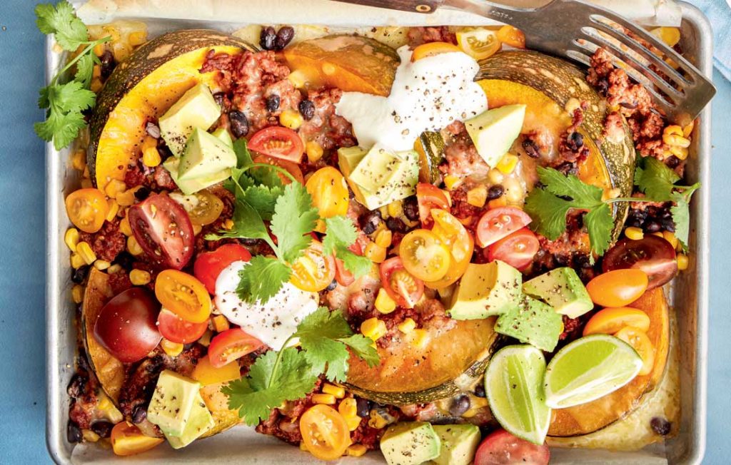 Cheesy roast pumpkin ‘nachos’ Cheesy roast pumpkin nachos