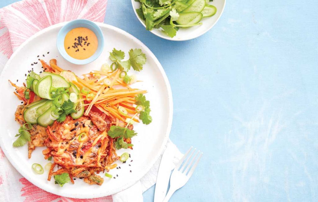 Okonomiyaki with salad