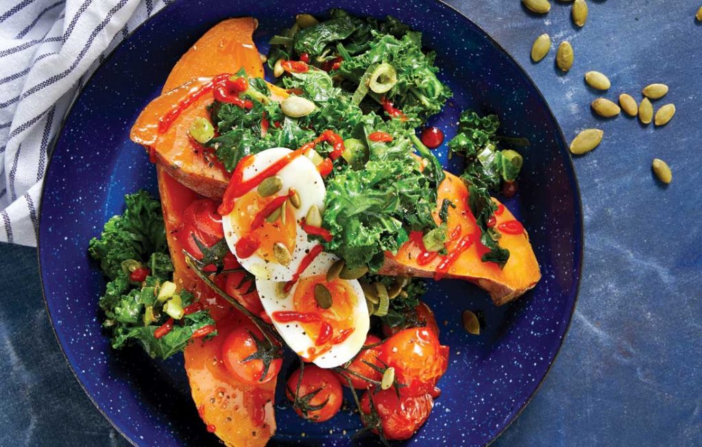 Chilli super greens sweet potato with egg Chilli super greens sweet potato with egg