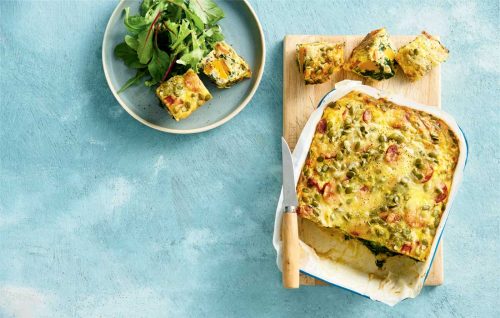 Pumpkin, chorizo and black-eye bean frittata