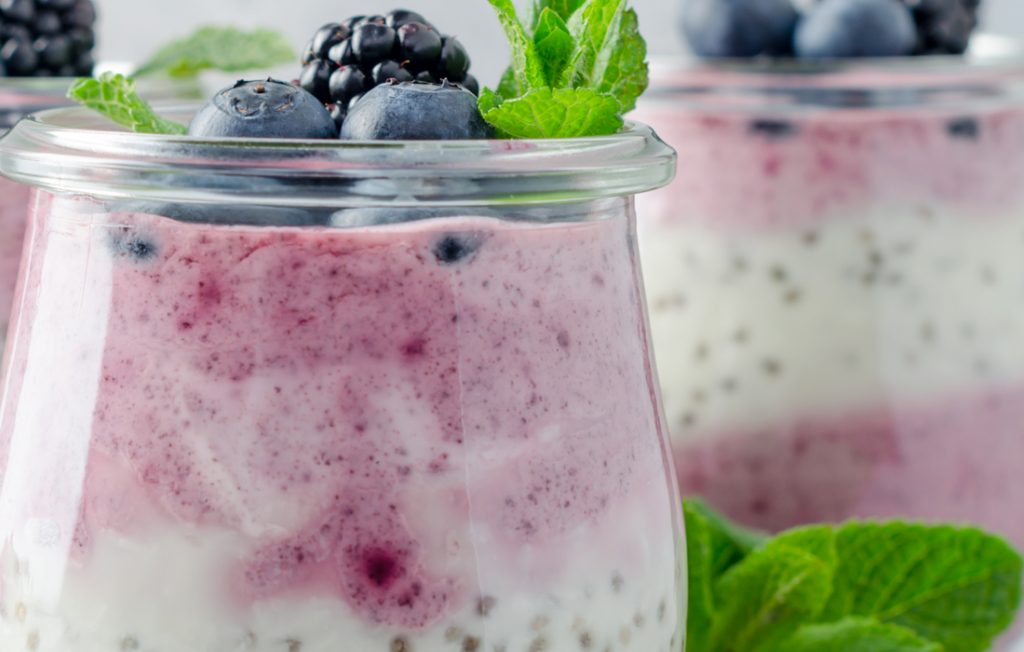 Acai and berry chia puddings