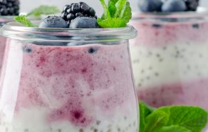 Acai and berry chia puddings