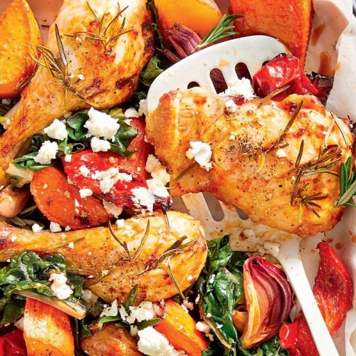 Garlic and rosemary chicken tray bake