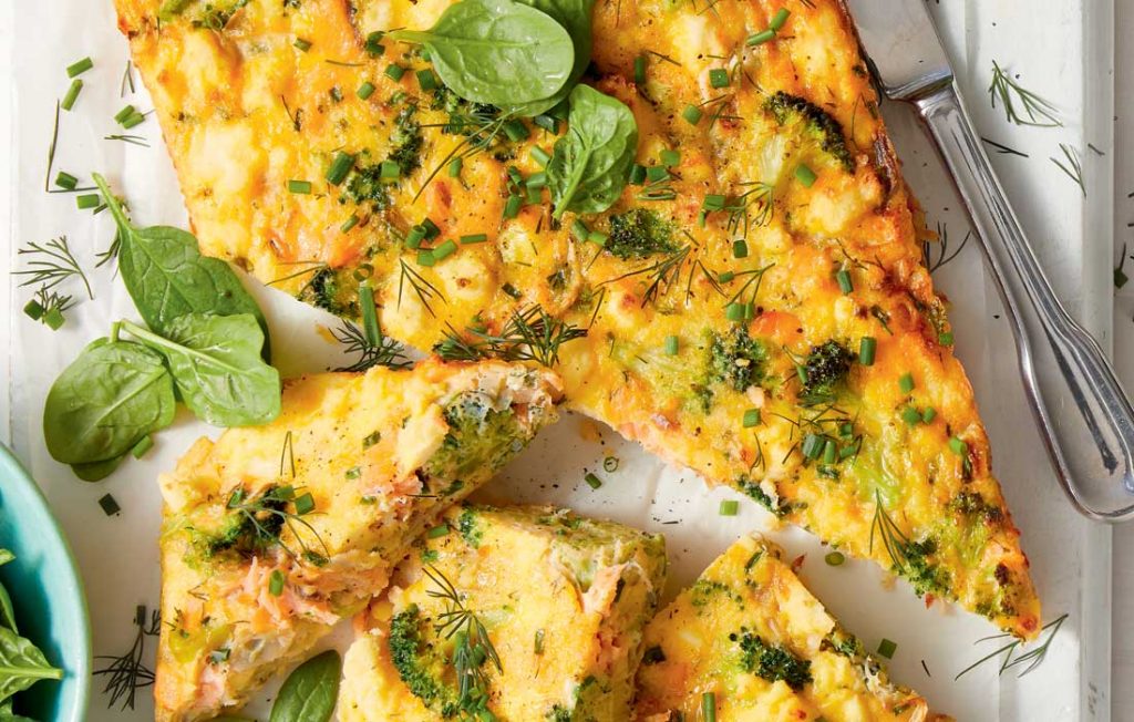 Hot smoked salmon and broccoli quiche Hot smoked salmon and broccoli quiche