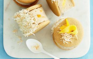 Mango swirl ice cream sandwiches