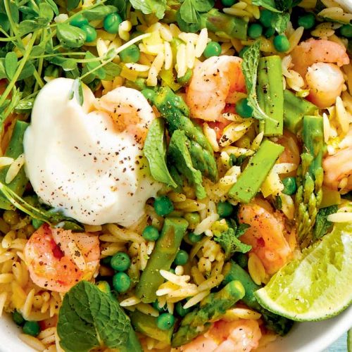 Risoni with prawn and asparagus