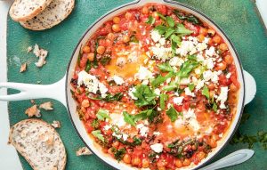 Tomato, chickpea and feta shakshuka
