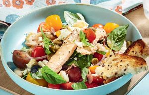 Tuna, tomato and feta panzanella salad