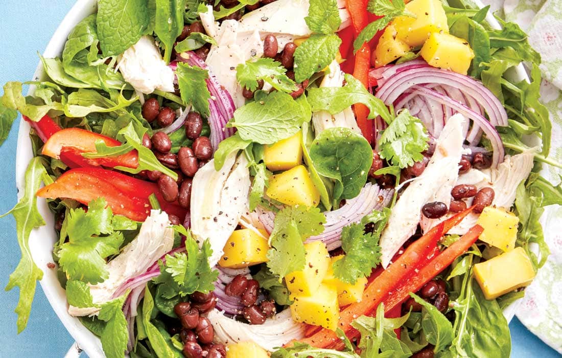 Chicken, black bean and mango salad