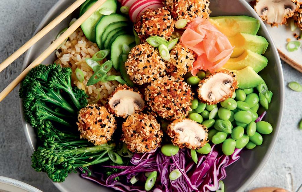 Crispy sesame-crusted mushroom bowl Crispy sesame-crusted mushroom bowl