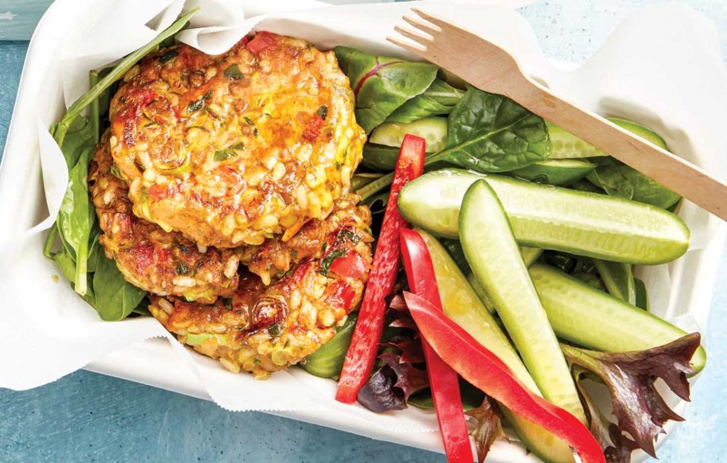 Indian–style lentil, rice and courgette fritters Indian–style lentil, rice and courgette fritters