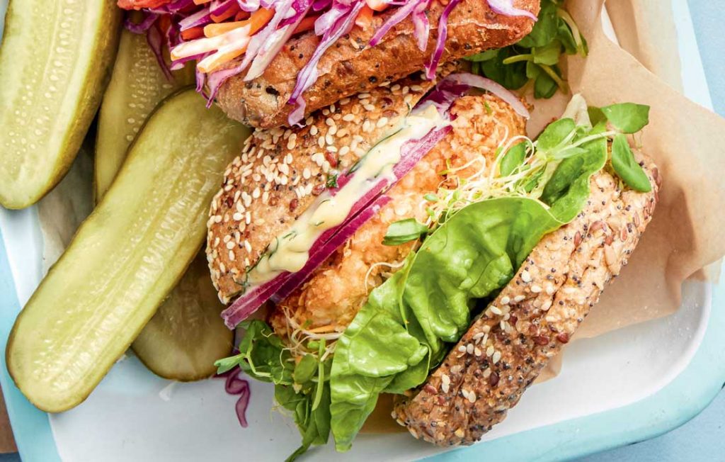 Quinoa-crumbed chicken sliders Quinoa-crumbed chicken sliders