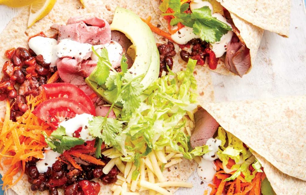 Roast beef and bean burritos Roast beef and bean burritos