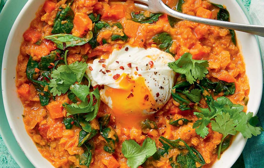 Spiced lentils with poached egg Spiced lentils with poached egg