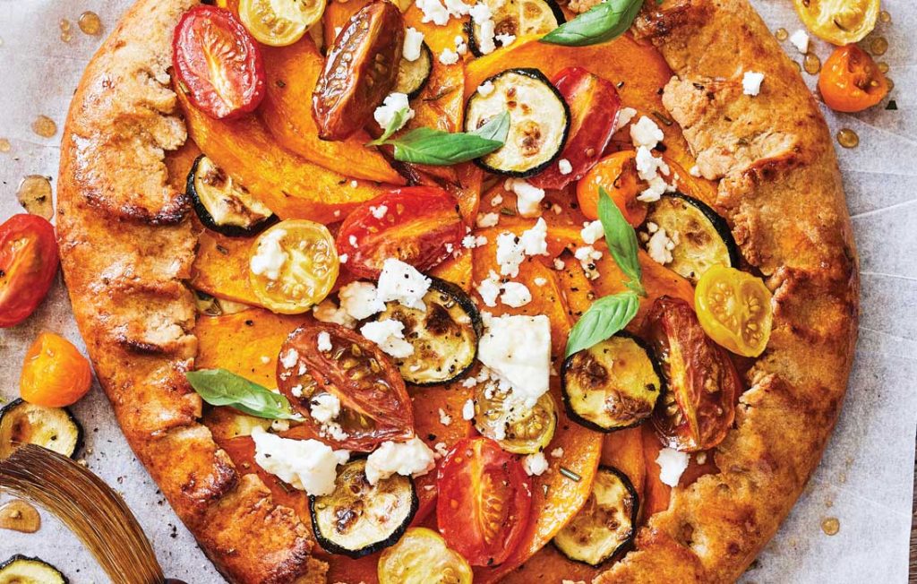 Tomato, pumpkin and courgette tart
