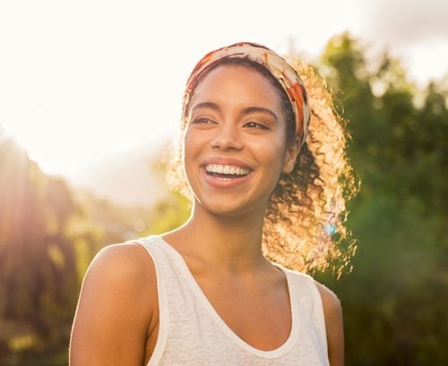 Healthy woman smiling