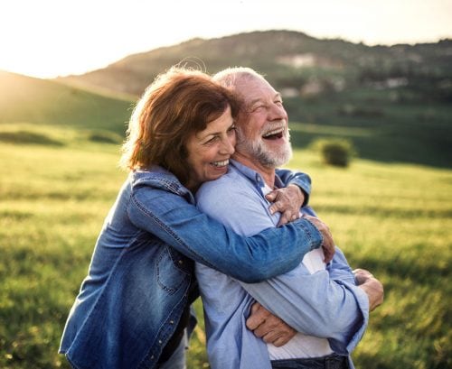 Older couple looking relaxed
