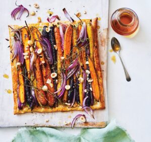 Roasted carrot and caramelised onion galette