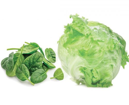 Baby spinach and a lettuce