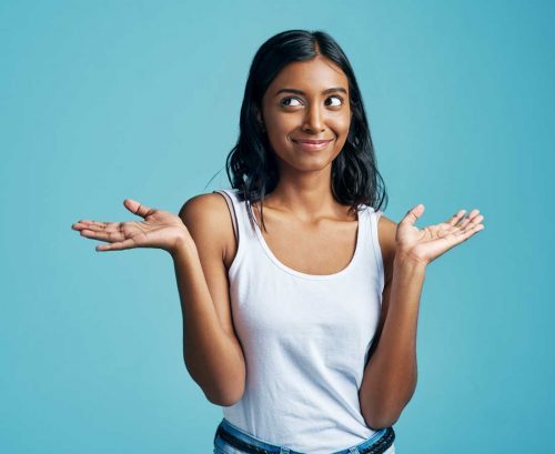 Woman shrugging