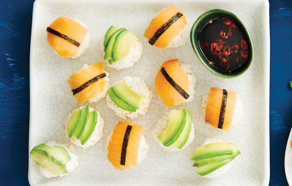 Sesame avocado and salmon sushi balls Sesame avocado and salmon sushi balls