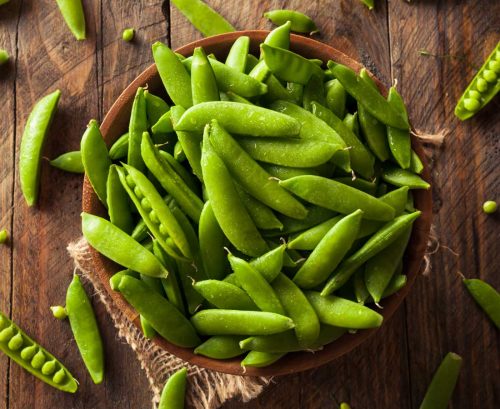 A bowl of sugar snap peas
