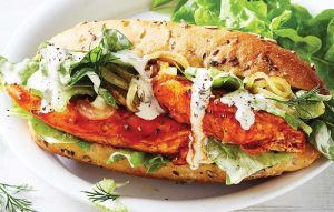 Buffalo chicken hot dogs