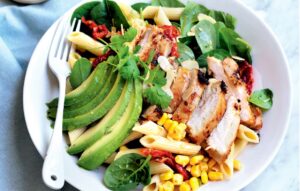 Gluten-free lemongrass chicken pasta salad