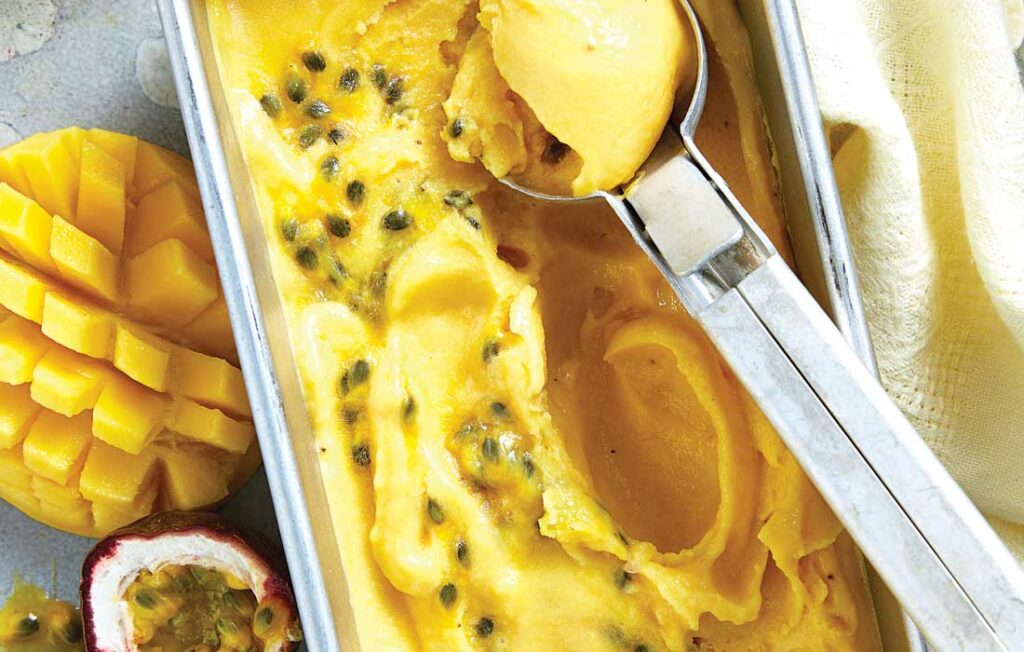 Mango, passionfruit and coconut ‘nice cream’ Mango, passionfruit and coconut ‘nice cream’