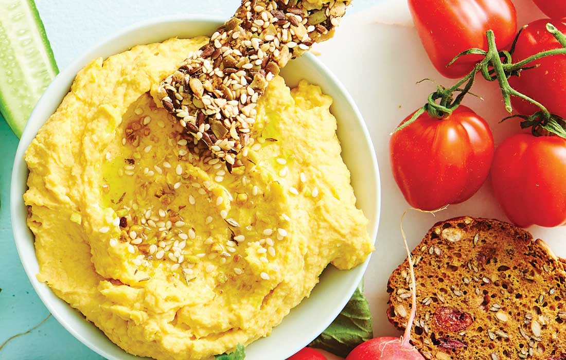 Roasted pumpkin hummus with dukkah