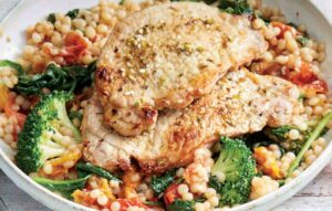 Dukkah pork with warm pearl couscous