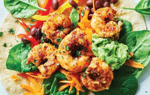Prawn and bean tacos