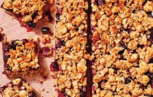 Blueberry macadamia oat slice