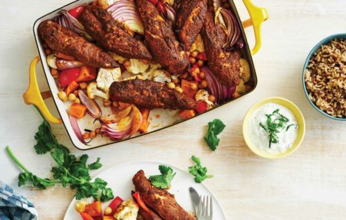Indian-spiced chicken traybake