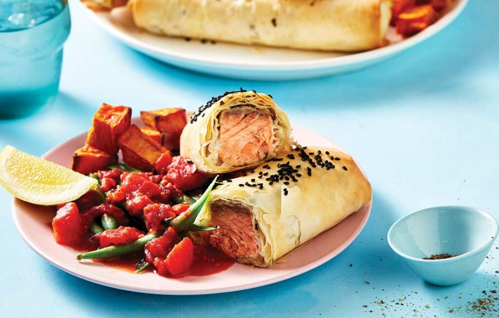 Cheat’s salmon filo pies Cheat’s salmon filo pies