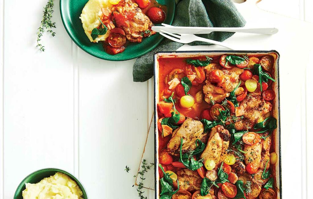 Chicken chasseur traybake Chicken chasseur traybake