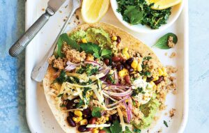 Dukkah bean and couscous soft tacos