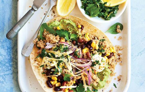 Dukkah bean and couscous soft tacos