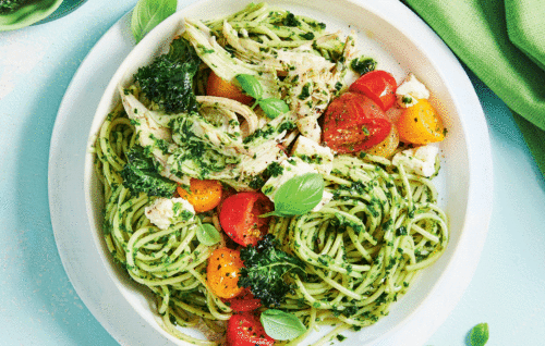 Chicken and kale pesto pasta