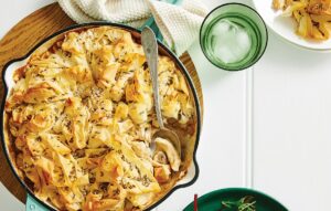 Chicken, leek and mushroom pan pie