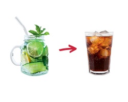 Sparkling water with slices of citrus fruit instead of a sugar-sweetened beverage Sparkling water with slices of citrus fruit instead of a sugar-sweetened beverage
