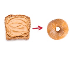 Wholegrain toast with peanut butter and honey instead of a doughnut Wholegrain toast with peanut butter and honey instead of a doughnut