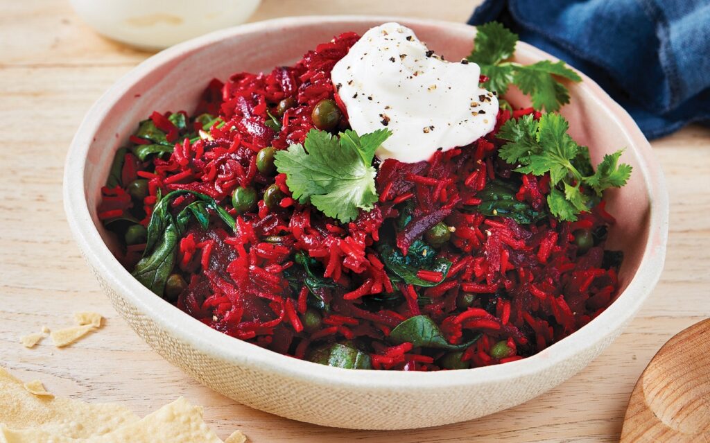 Beetroot biryani