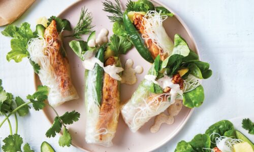 Cajun chicken rice paper rolls with Cajun mayo