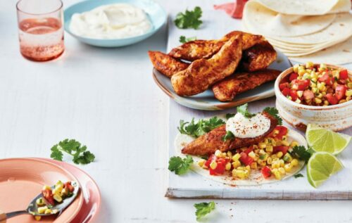 Fresh corn and chicken tortillas