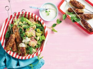 Minty lamb kofta with zesty salad