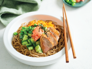 Teriyaki pork noodle bowl